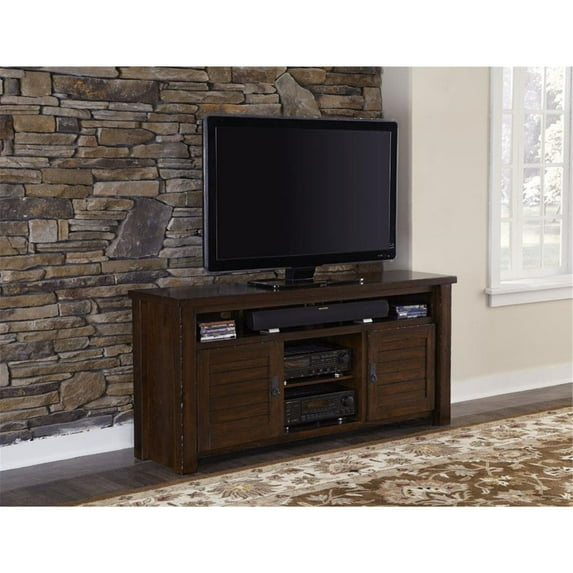 Progressive Furniture Trestlewood 64" Wood TV Stand in Mesquite Pine Brown