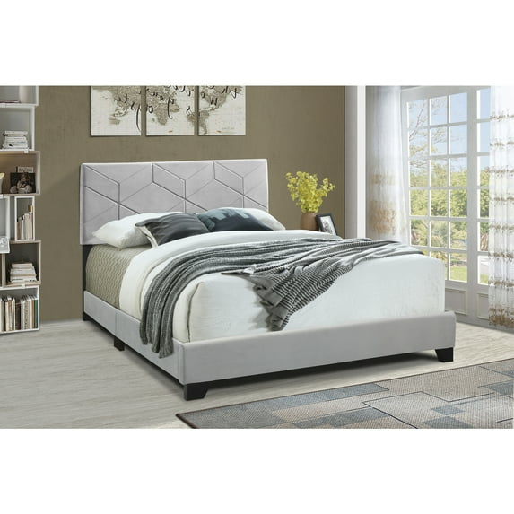 Progressive Furniture U390-24 All-in-One Upholstered Bed, Glacier Gray - Queen Size