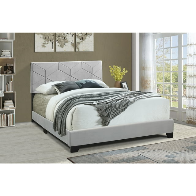 Progressive Furniture U390-24 All-in-One Upholstered Bed, Glacier Gray - Queen Size