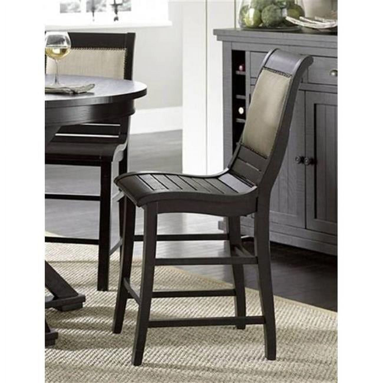 Progressive Furniture Willow Set of 2 Wood Counter Height Chairs in Black