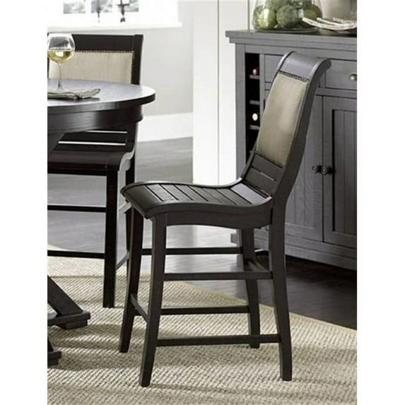 Progressive Furniture Willow Set of 2 Wood Counter Height Chairs in Black