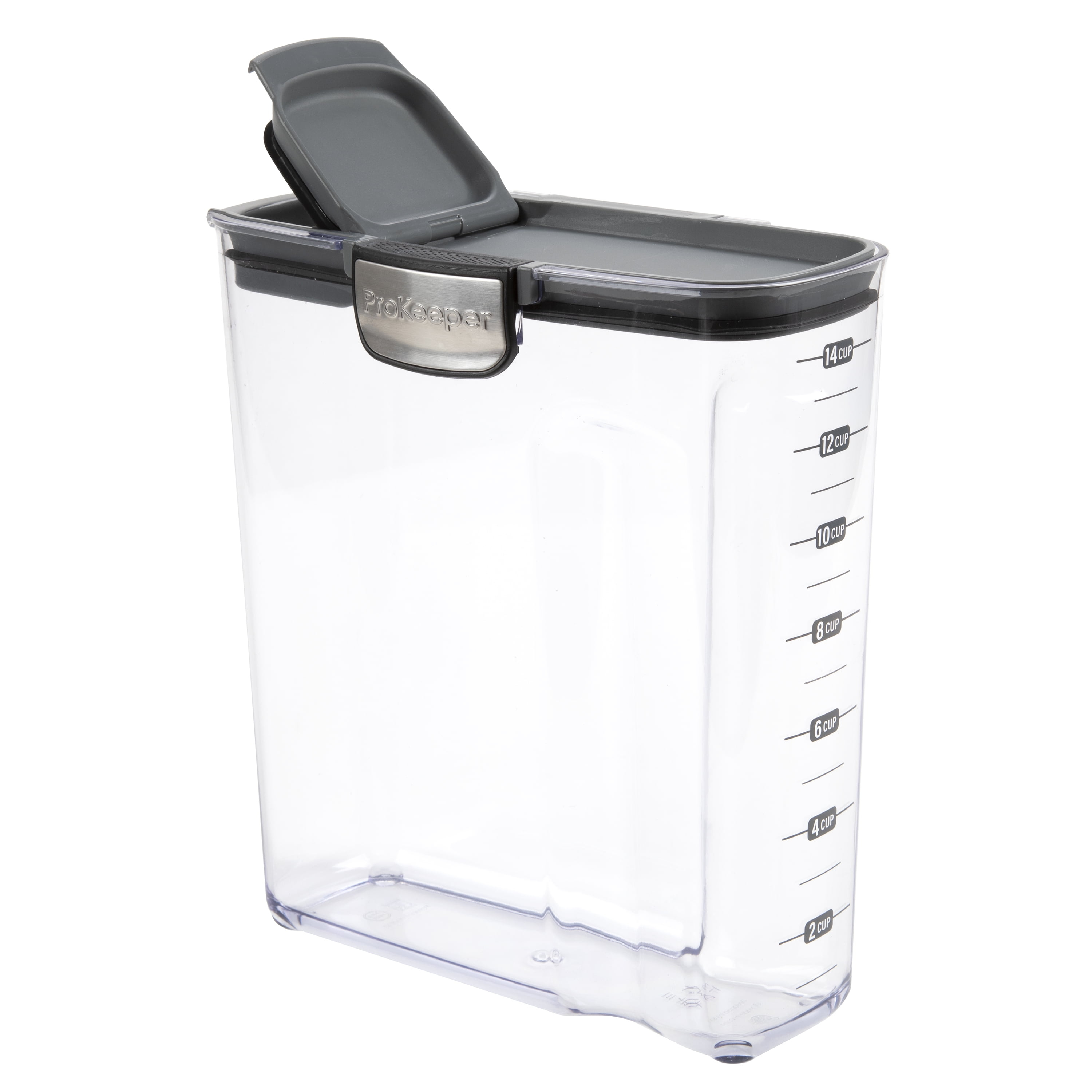 Progressive International Cereal ProKeeper Grey Plastic Airtight Food Storage Jar, 14 Cups