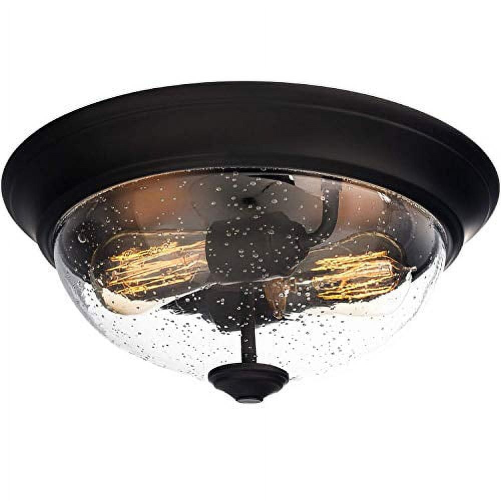 Prominence Home 51381 Designer Series Flushmount Lighting, 13" Seeded Glass, Low Profile, Bronze