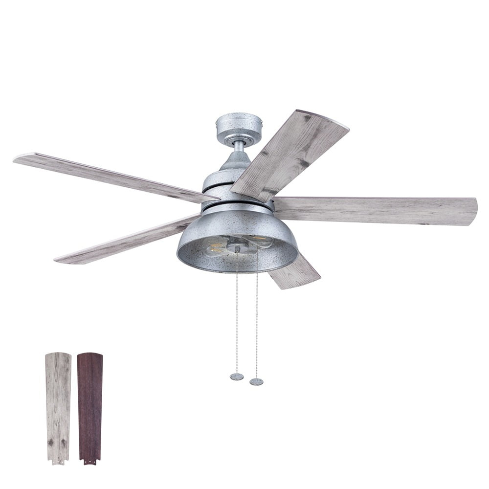 Prominence Home 51660-45 Brightondale Ventilador de Techo LED para Interiores y Exteriores de Estilo Industrial de 52 Pulgadas con Luz - Galvanizado