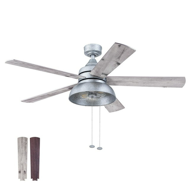 Prominence Home 51660-45 Brightondale Ventilador de Techo LED para Interiores y Exteriores de Estilo Industrial de 52 Pulgadas con Luz - Galvanizado