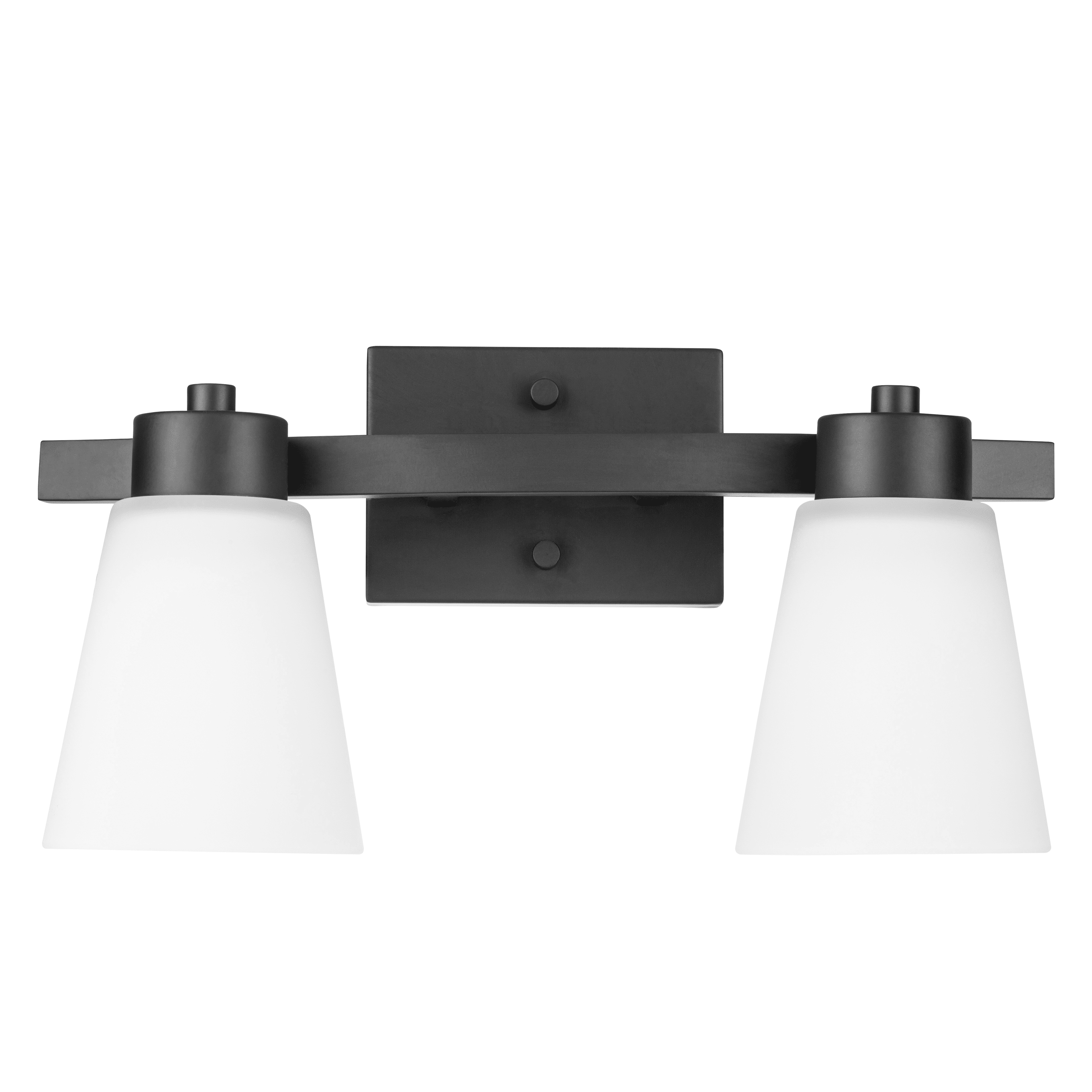 Prominence Home Fairendale 2-Light Matte Black Bathroom Vanity Light with Frosted Glass Shade