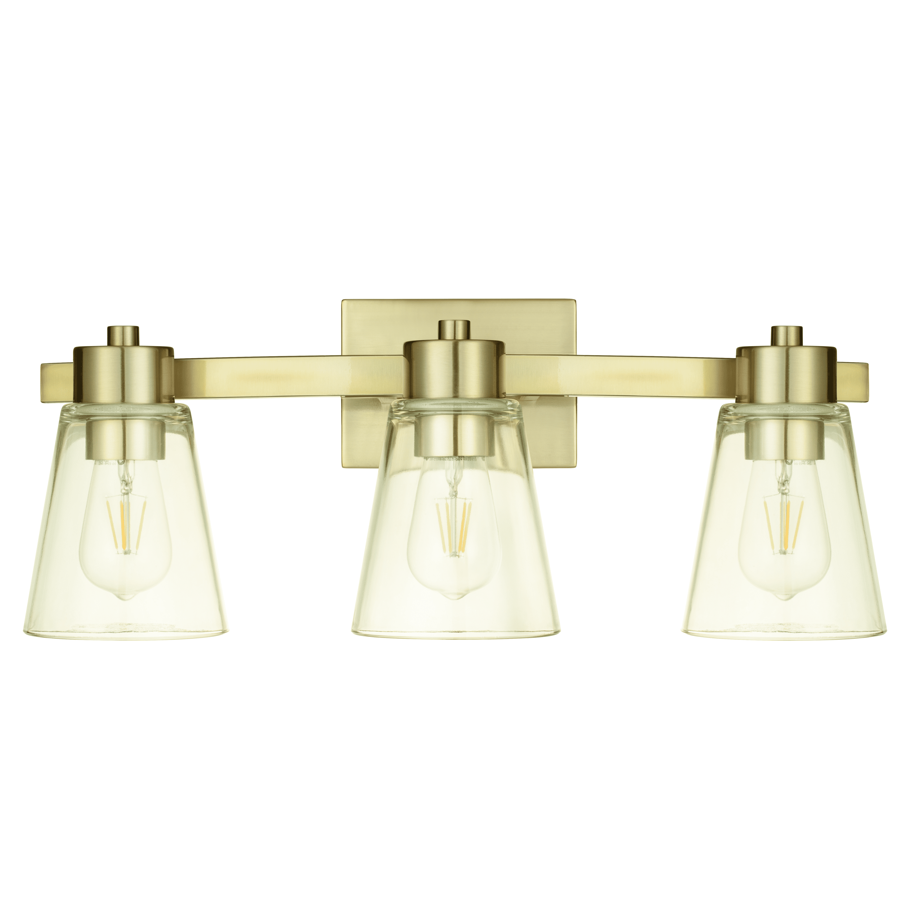 Prominence Home Fairendale 3-Light Soft Gold Bathroom Vanity Light with Clear Glass Shade