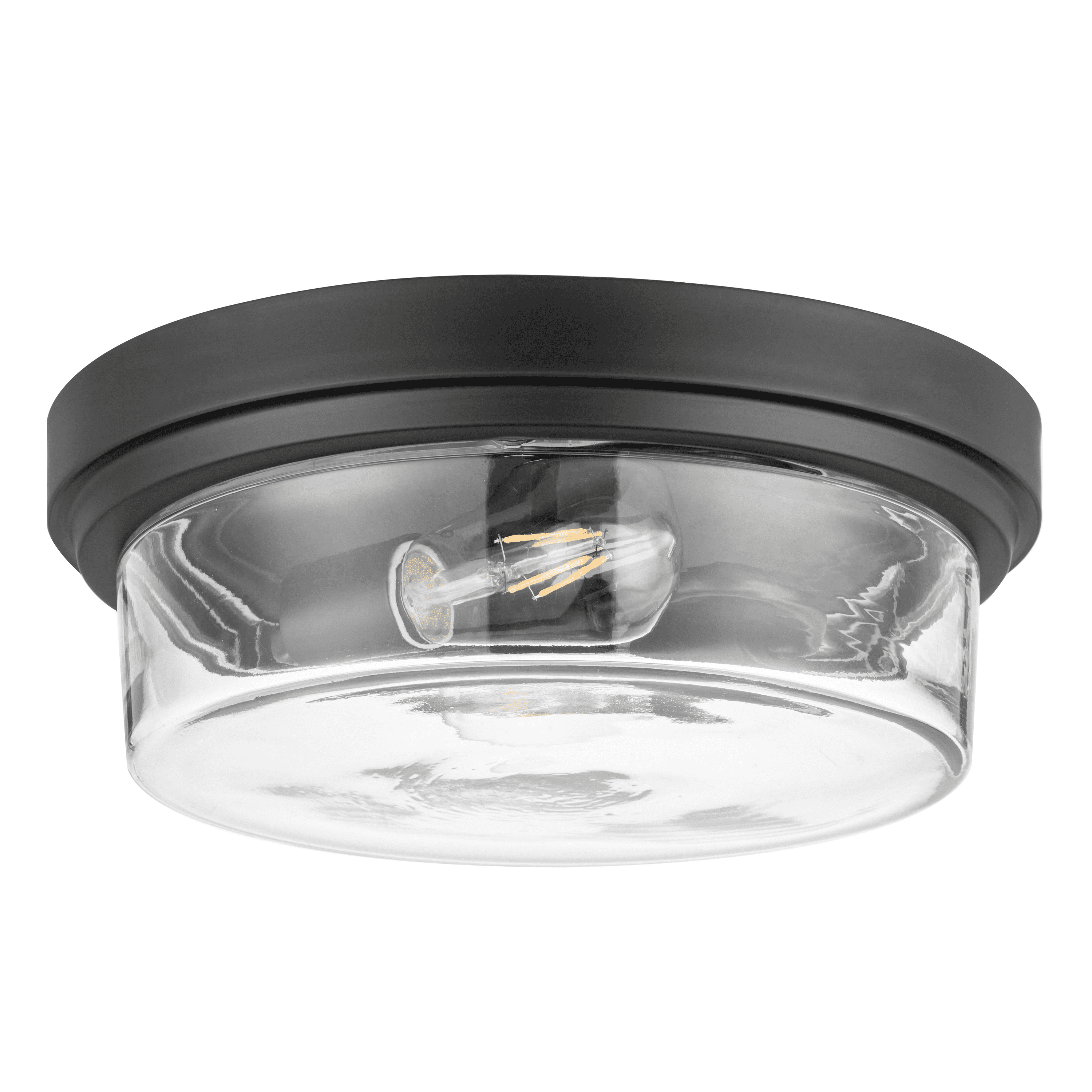Prominence Home Madelyn 13" Bronze Flush Mount Indoor/Outdoor Light with Square Clear Glass Shade