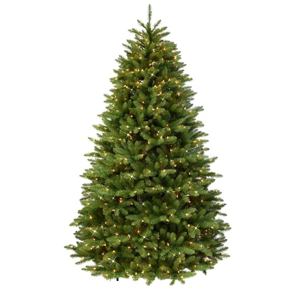 Puleo International 7.5' Pre-lit Fraser Fir Grand Tree w/ bottom row of branches near the floor Artificial Christmas Tree with 750 UL-Listed Clear Lights
