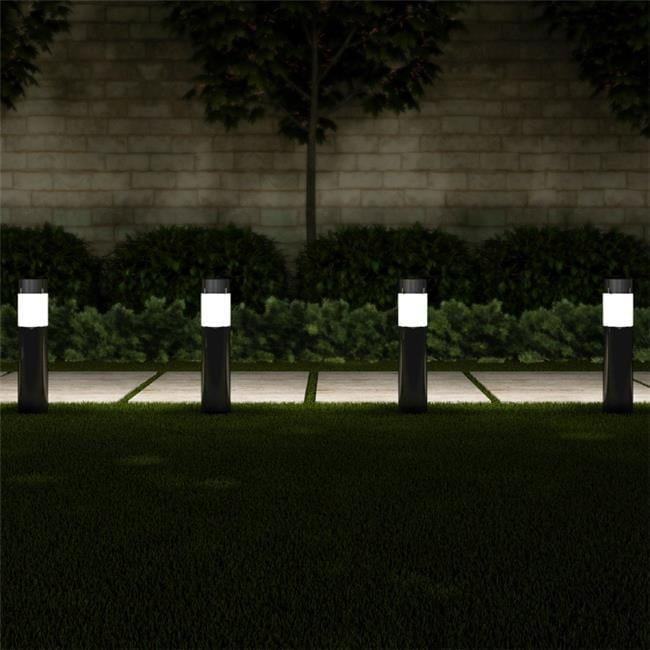 Pure Garden  Solar Path Bollard 15 in. Stainless Steel Outdoor Stake Lighting for Garden - Black - Set of 6