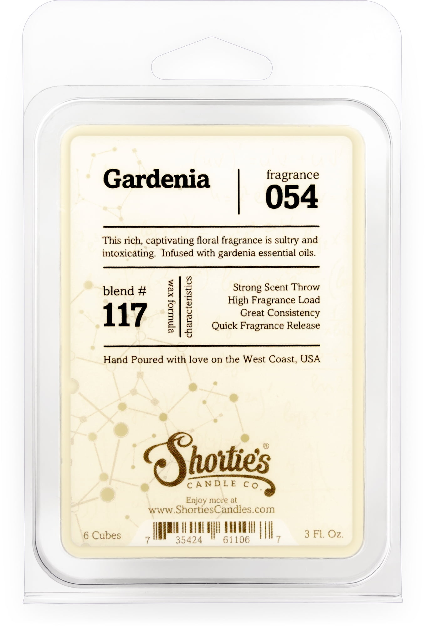 Pure Gardenia Wax Melts - Highly Scented + Essential & Natural Oils - Shortie's Candle Company