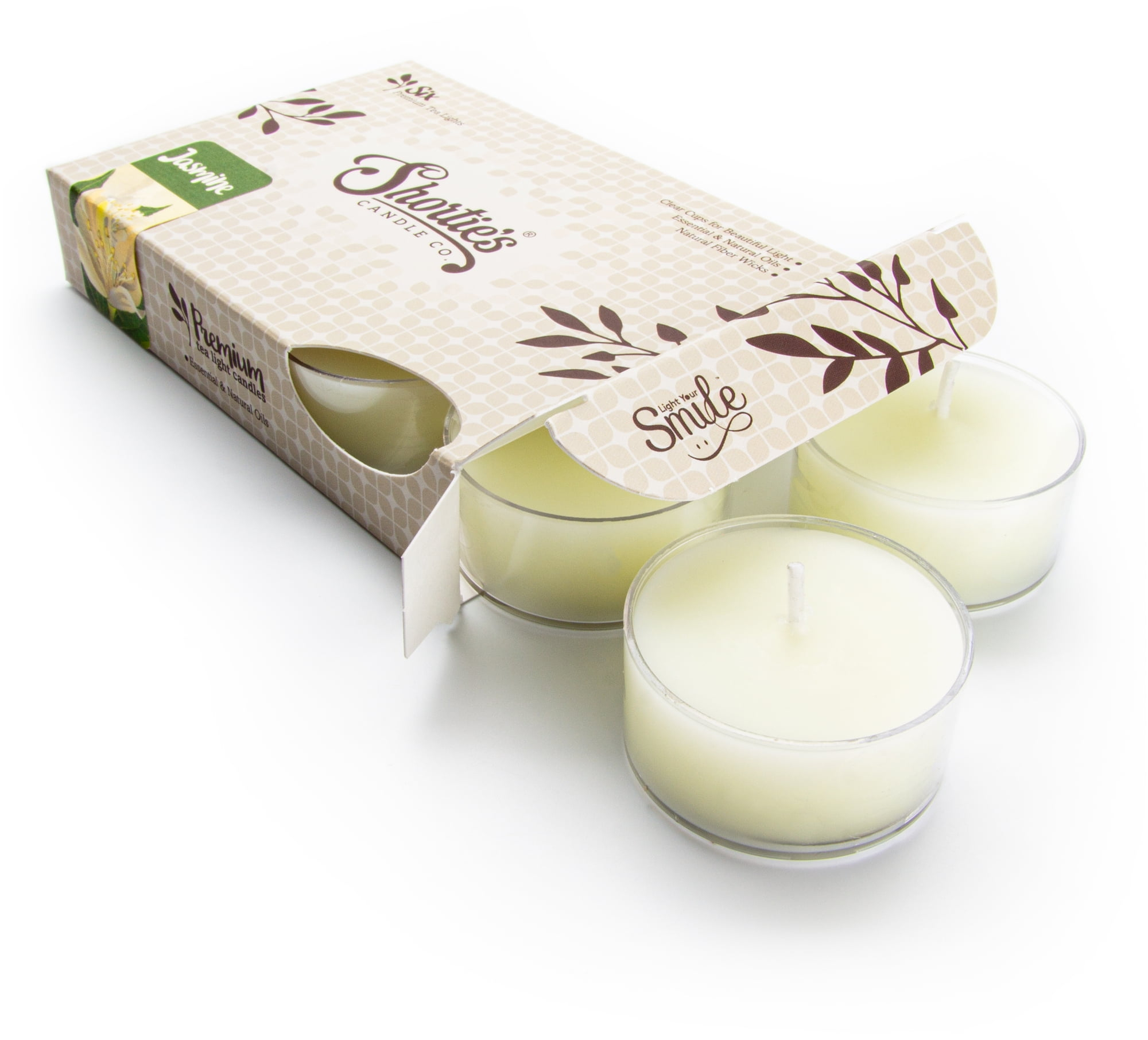 Pure Jasmine Tealight Candles - Highly Scented with Essential & Natural Oils - 6 Yellow Premium Scented Tea Lights - Shortie's Candle Company