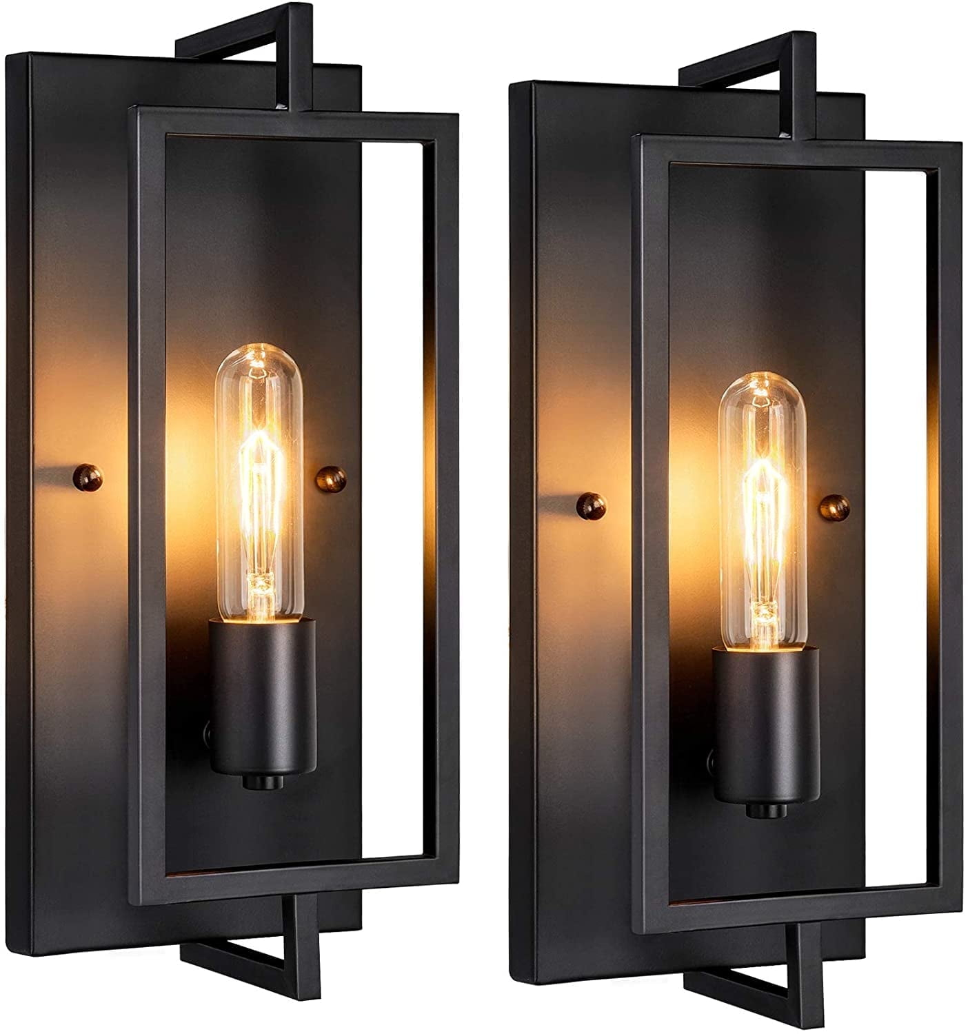 Pynsseu Dimmable 2-Light Matte Black Indoor Wall Sconces (2 Count)
