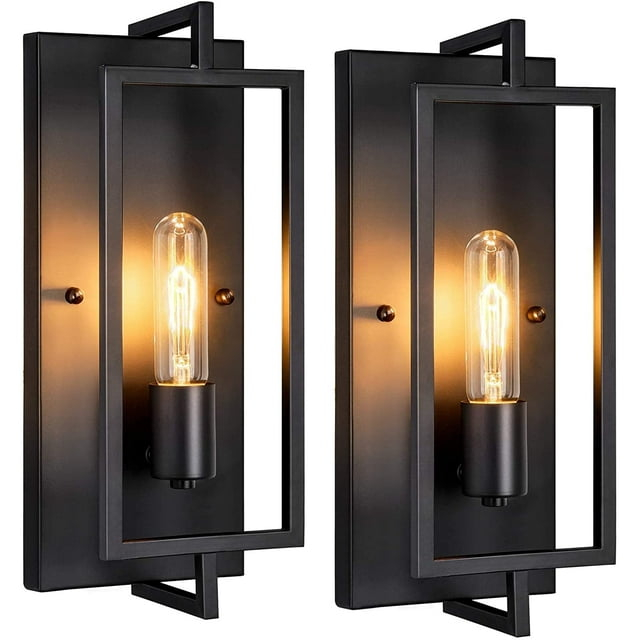 Pynsseu Dimmable 2-Light Matte Black Indoor Wall Sconces (2 Count)
