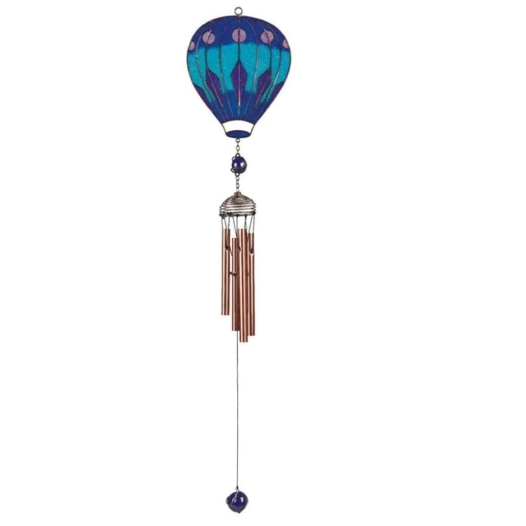 Q-Max 31" Long Blue Air Balloon Wind Chime with Copper Gem