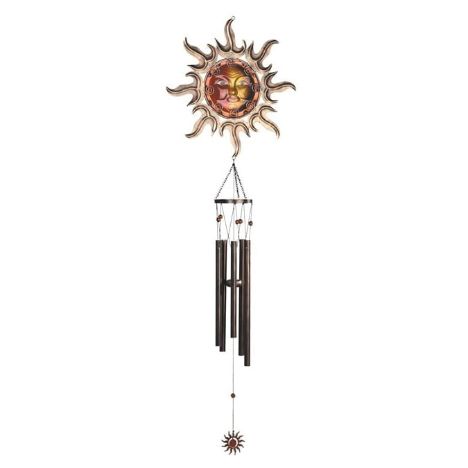 Q-Max 50" L Red Mystical Gem Wind Chime with Small Dangled Sun Celestial Wind Chime