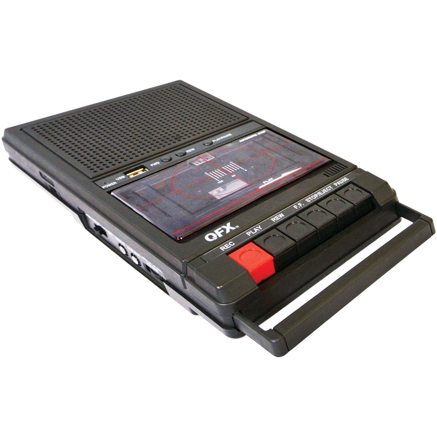 QFX Retro-39BT Shoebox-Style Cassette Player/Recorder with Bluetooth, FM Radio, USB input, Black