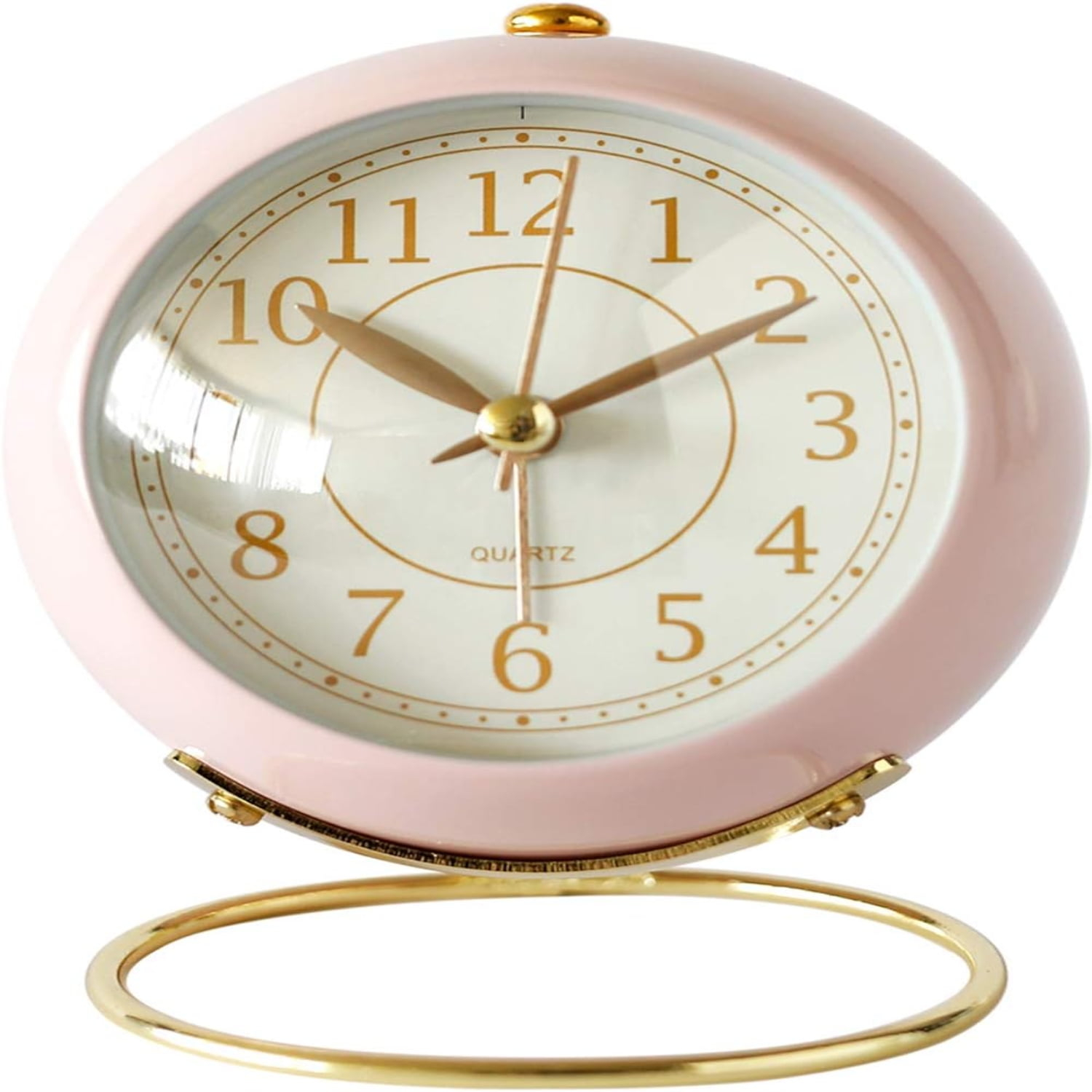 Small Table Clocks, Classic Non-Ticking Tabletop Alarm Clock With Backlight, Battery Operated Desk Astronaut Clock With Hd Glass For Living Room Bedroom Bedside Indoor Decor (Pink)