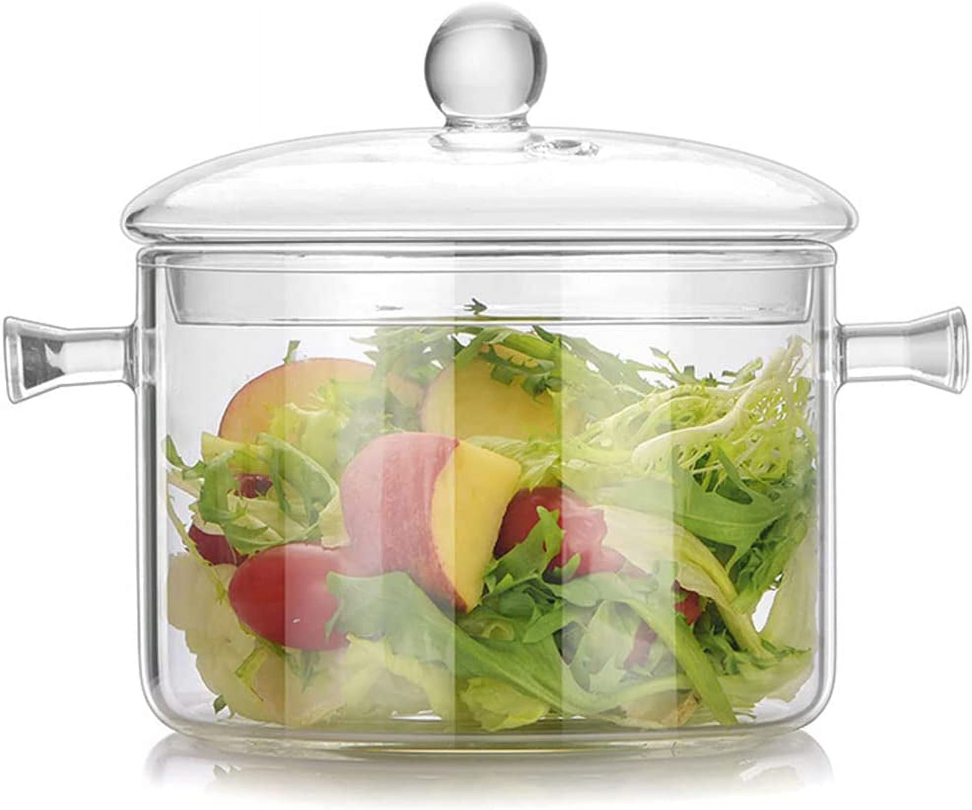 Ghojet Glass Saucepan with Lid 50oz Glass Cooking Pot Non-Stick Stovetop Saucepan Heat Resistant Glass Cookware Pot High Borosilicate Glass Stovetop Pot Even Heating for Soup Sauce Stew