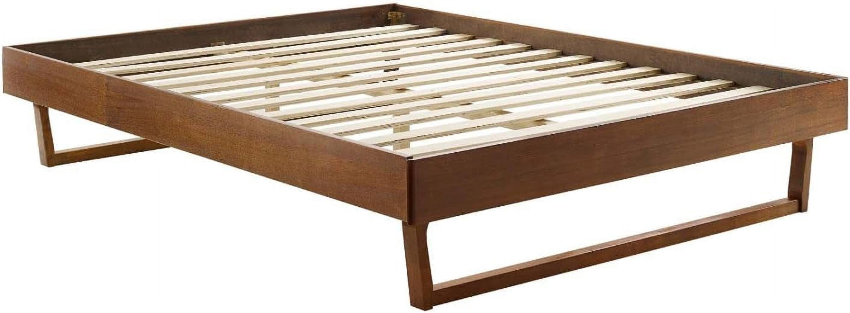 Modway Billie King Rubberwood and MDF Wood Platform Bed Frame in Walnut
