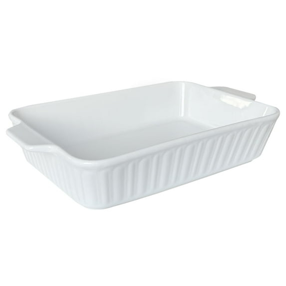 Qlans Casserole Dish, 9x13 Ceramic Baking Dish, Large Lasagna Pan Deep for Oven, 4.2 Quarts Baking Pan with Handles, For baking cake in the kitchen,Mother's Day Gifts, White