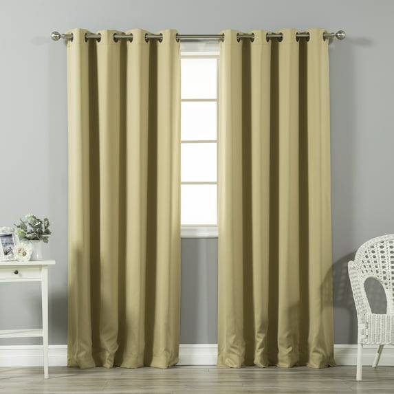Quality Home Basic Thermal Blackout Curtains - Antique Bronze Grommet Top - Wheat (Set of 2 Panels)