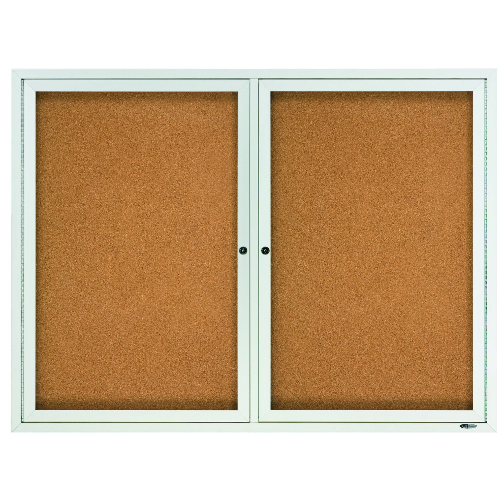Quartet Enclosed Cork Bulletin Board for Indoor Use, 6' x 4', 3 Door, Aluminum Frame