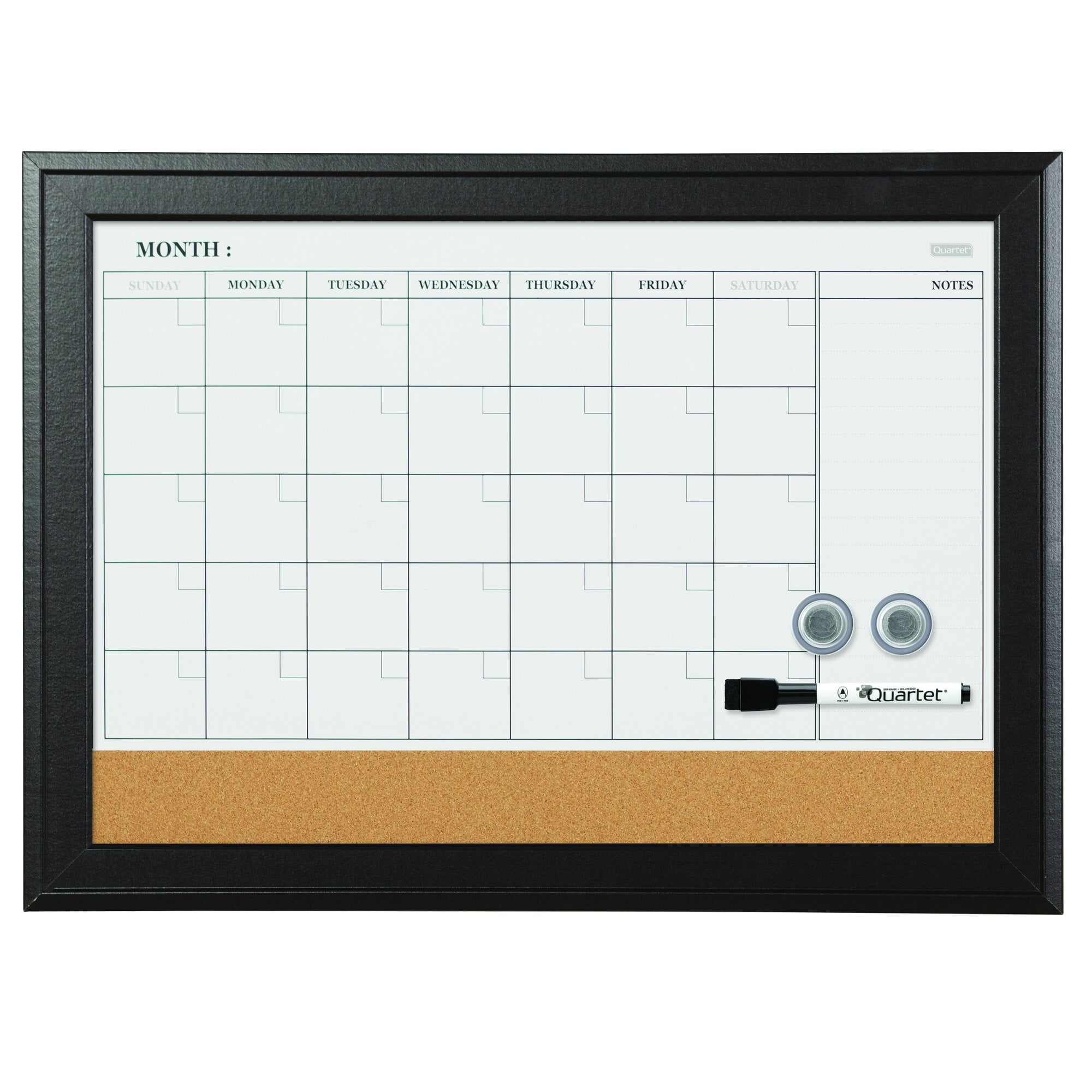 Quartet 79275 23 x 17 Home Decor Magnetic Combo Dry Erase Board with Cork Board on Bottom - Tan/White Surface/Espresso Wood Frame