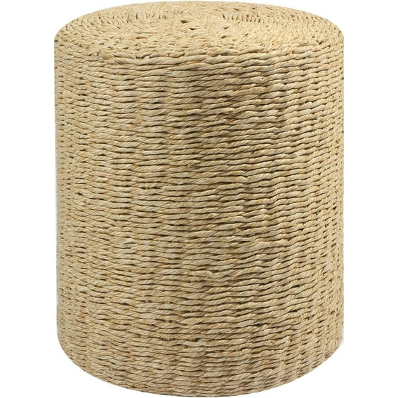 QueelQuest Decor Round Pouf Ottoman Single Strand Paper Rope Pouf Footrest, Foot Stool, for Bed Room Living | Room | Accent Seat (Brown Paper Rope