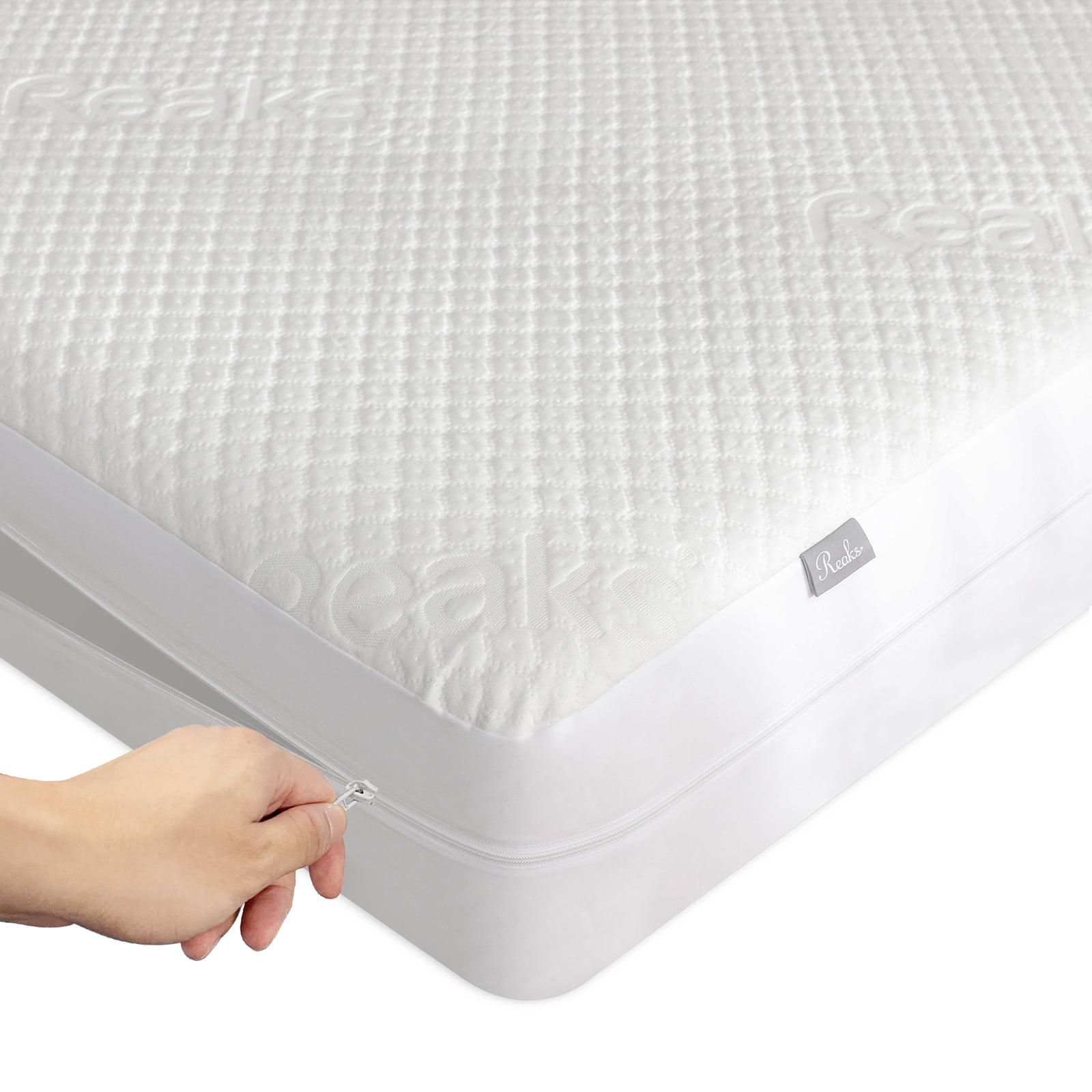 Reaks Queen Size Waterproof Bamboo Mattress Protector with Zipper -Cooling Breathable Noiseless Mattress Cover - Top Removable Mattress Encasement 10-12" Deep
