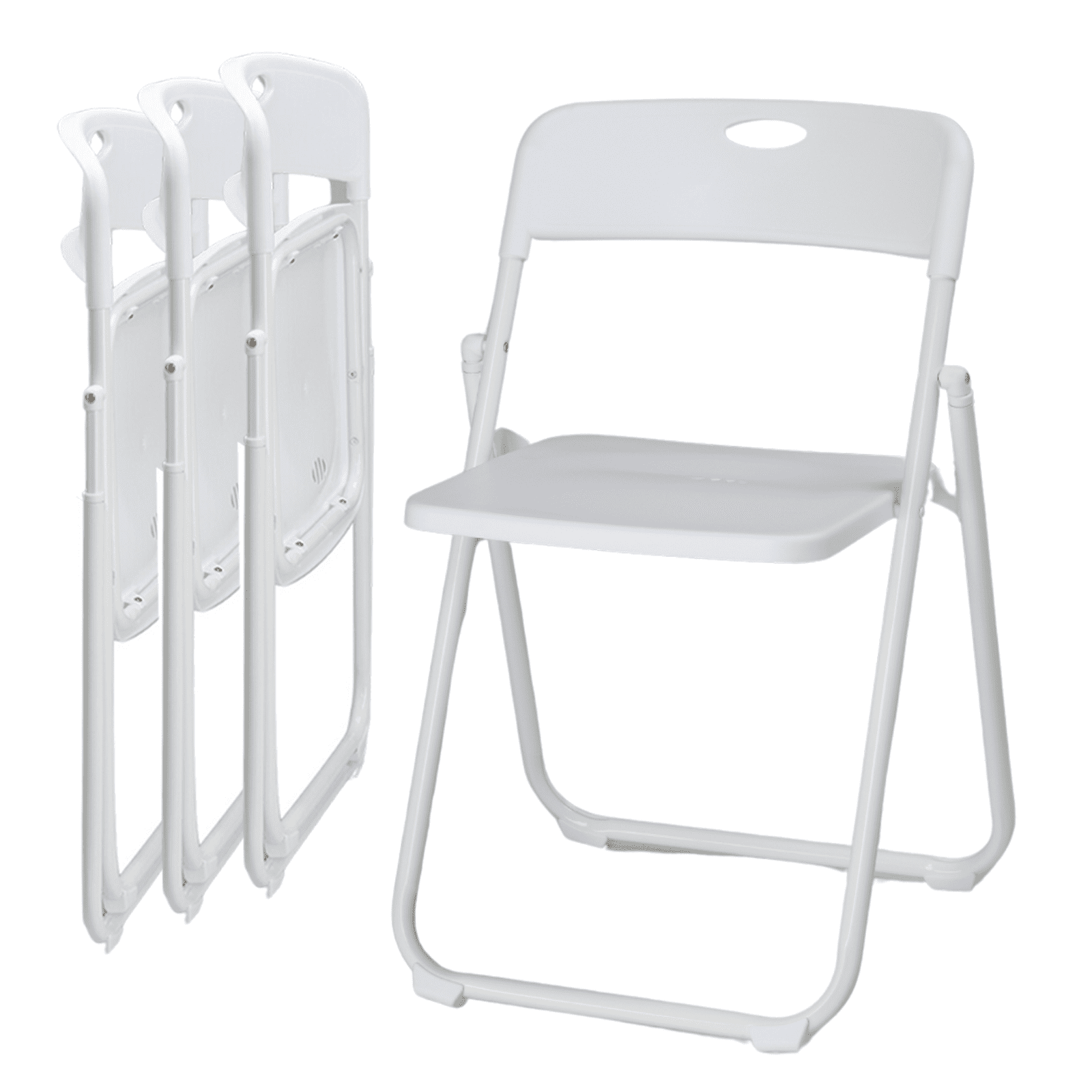 QuellQuest Plastic Folding Chairs 4 Pack, Foldable Stacking Chairs for Outdoor & Indoor, Reinforced Metal Frame, 330LBS Capacity(White,4 pcs)