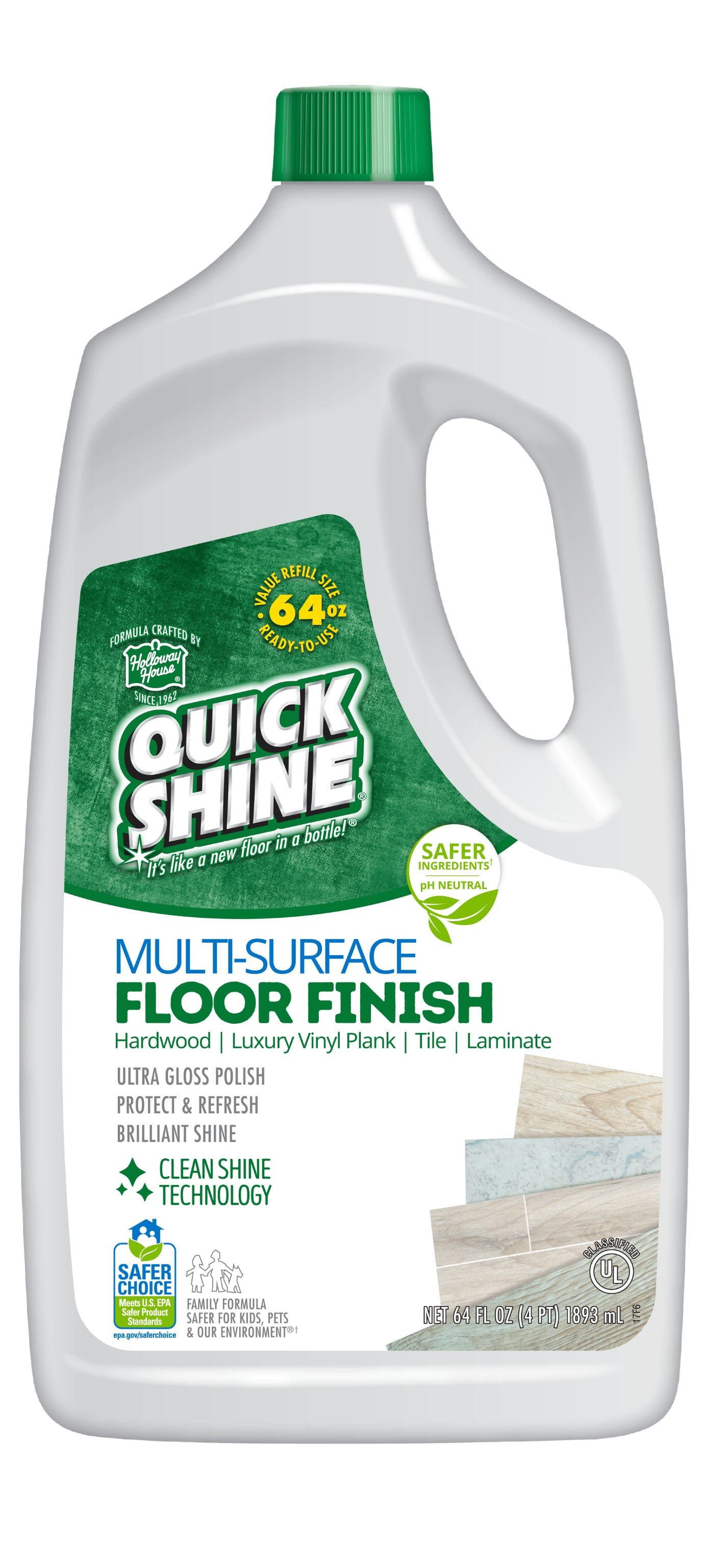 Quick Shine Multi-Surface Floor Finish & Polish, PFAS-Free Formula, 64 fl oz