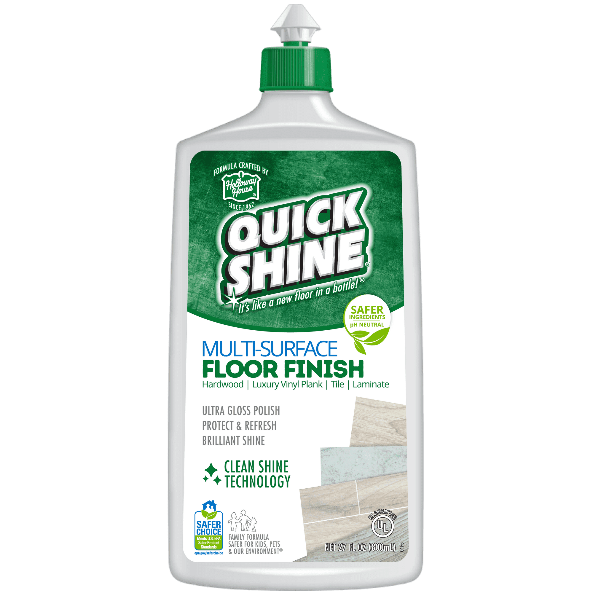 Quick Shine Multi-Surface Floor Finish, Pfas-Free Formula, All Purpose Household Floor Polish, 27 oz