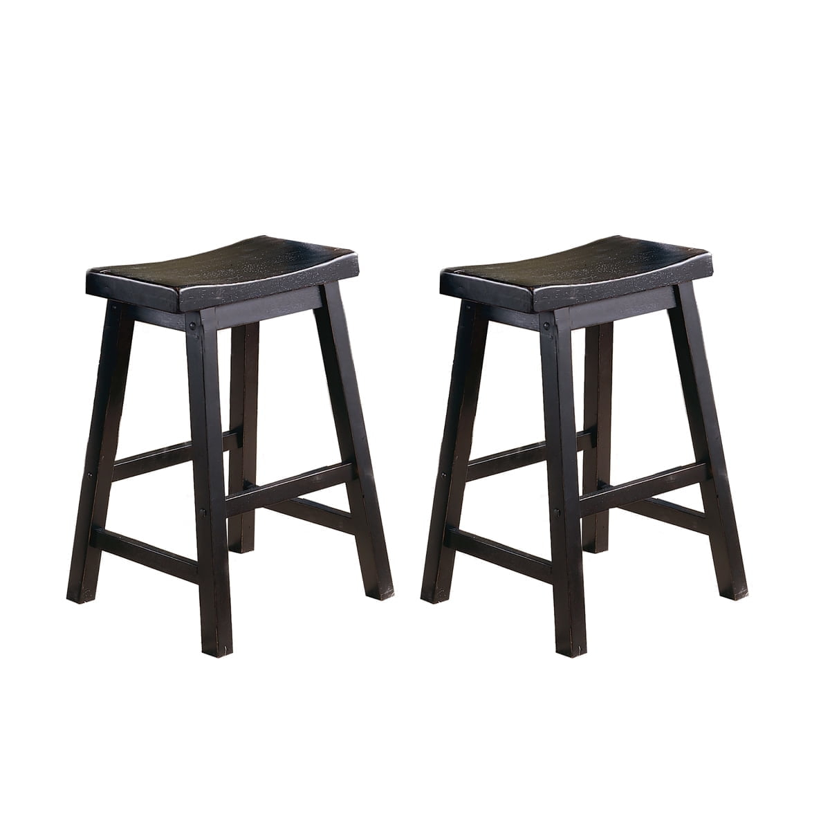 Lexicon Saddleback 24" Solid Wood Counter Stool in Black (Set of 2)