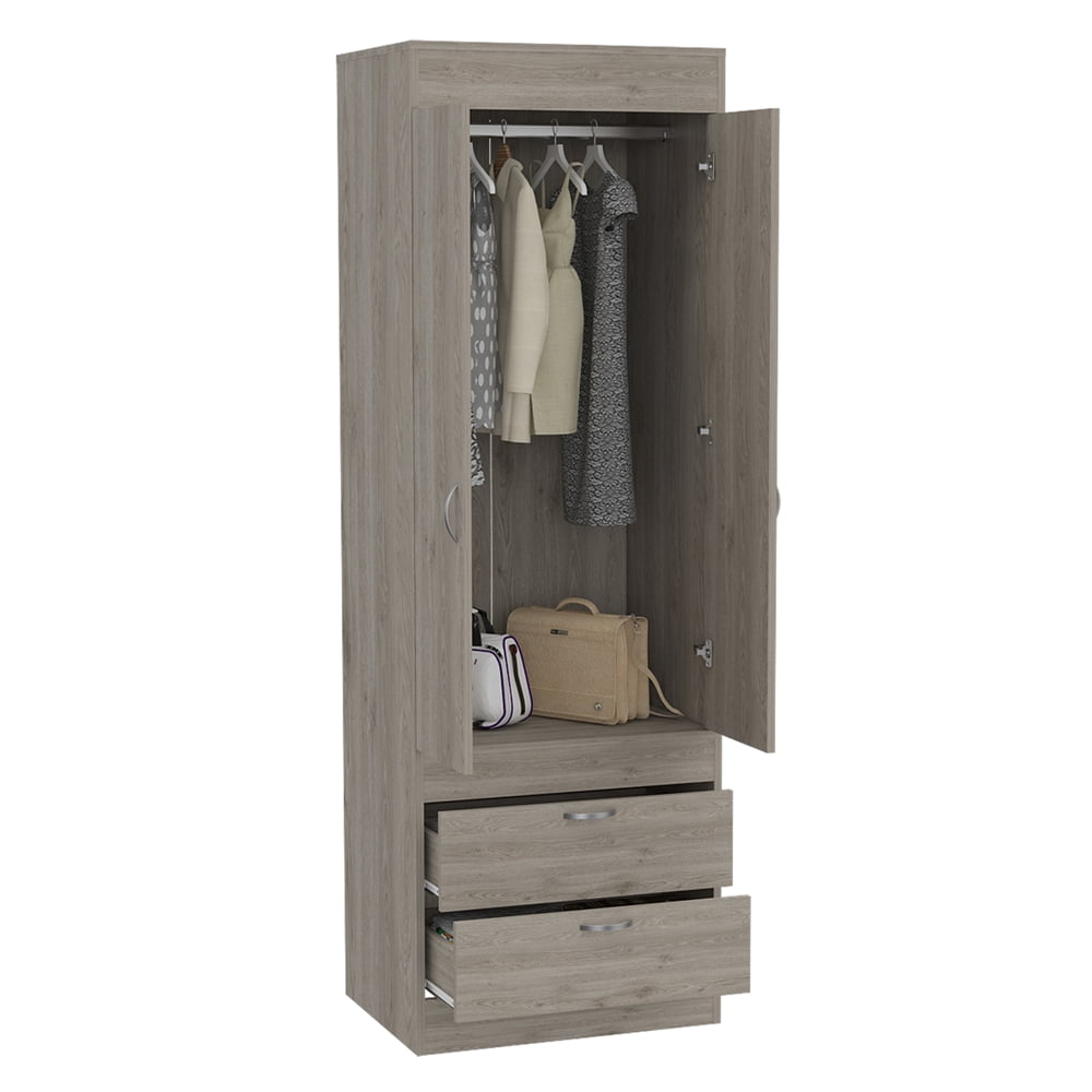 Plethoria Home 2-Drawer Armoire Light Gray