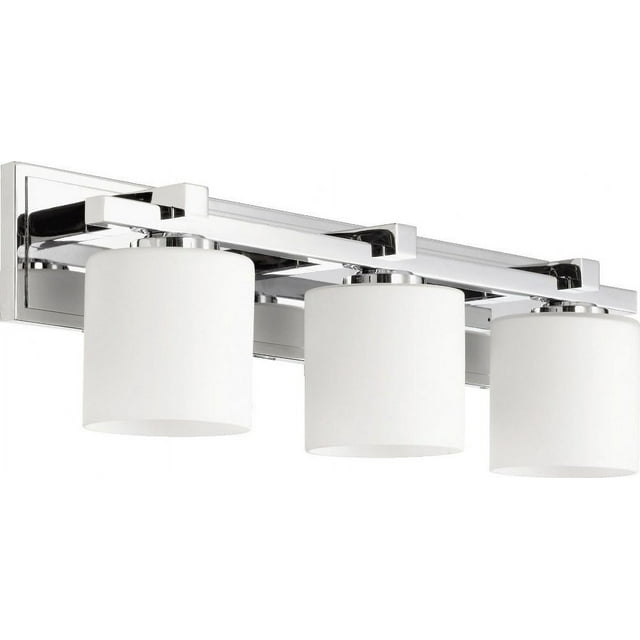 3 Light Cylinder Bath Vanity In Style 24 Inches Wide By 7.5 Inches High-Chrome Finish-Satin Opal Glass Color Quorum Lighting 5369-3-14