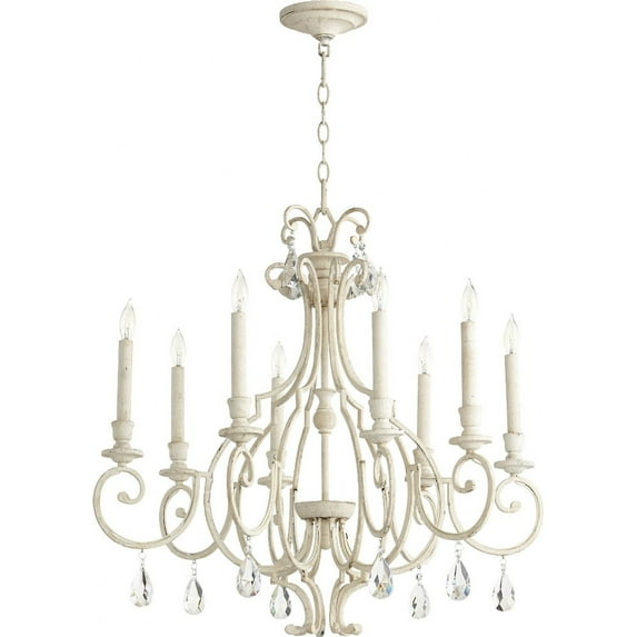 Quorum Lighting Ansley 8-Light Chandelier, Persian White, 29 Width, 26.5 Height, 8 Bulbs, Dry Rated