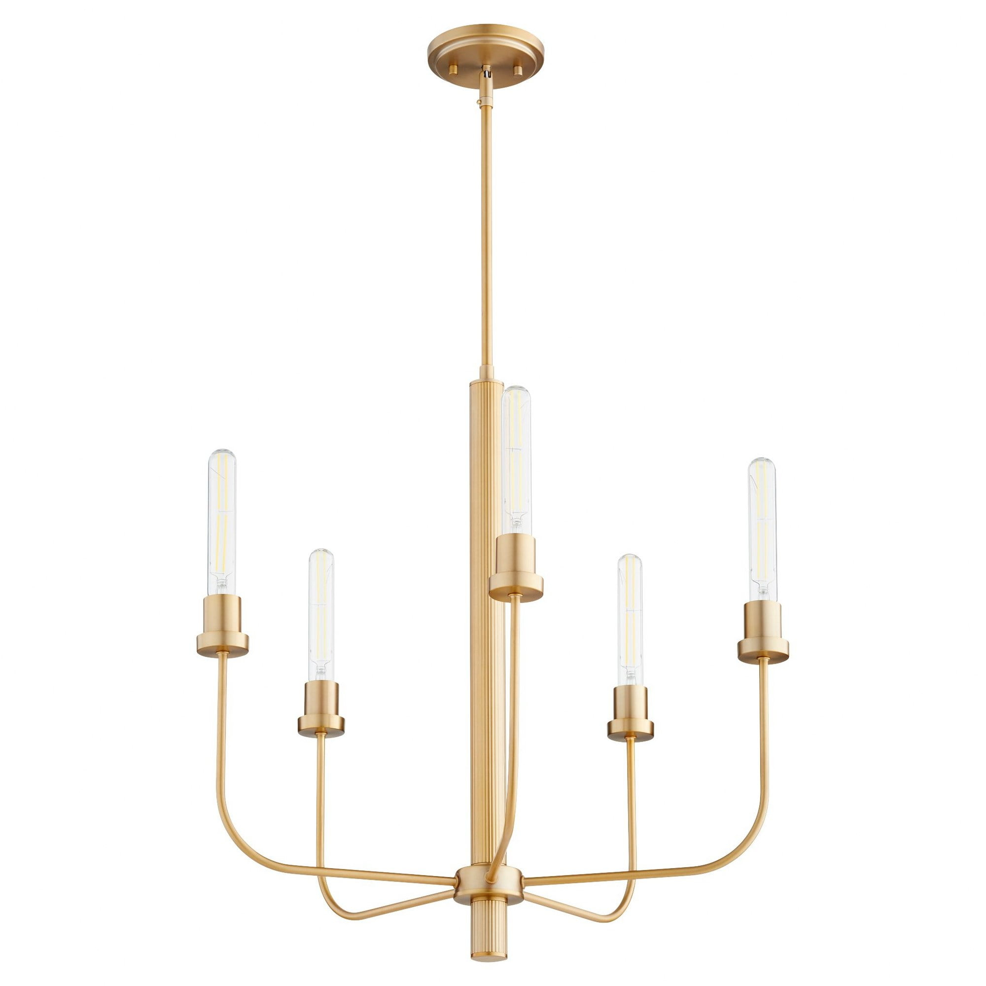 612-5-80-Quorum Lighting-Sheridan - 5 Light Chandelier In Soft Contemporary Style-25 Inches Tall and 24.5 Inches Wide-Aged Brass Finish
