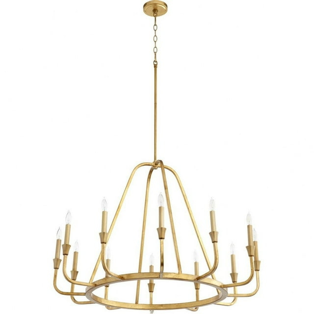12 Light Chandelier In Traditional Style-25.75 Inches Tall And 36.5 Inches Wide-Gold Leaf Finish    -Traditional Installation Quorum Lighting