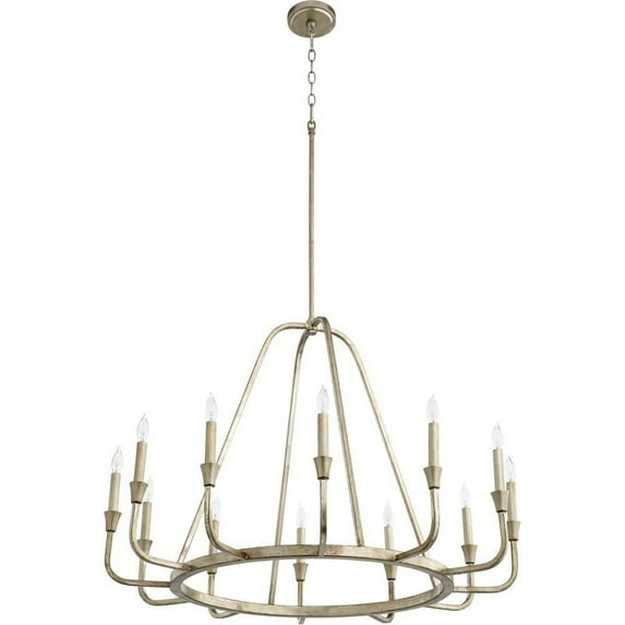 12 Light Chandelier In Traditional Style-25.75 Inches Tall And 36.5 Inches Wide-Aged Silver Leaf Finish    -Traditional Installation Quorum Lighting