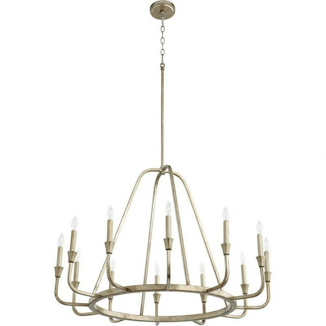 12 Light Chandelier In Traditional Style-25.75 Inches Tall And 36.5 Inches Wide-Aged Silver Leaf Finish    -Traditional Installation Quorum Lighting