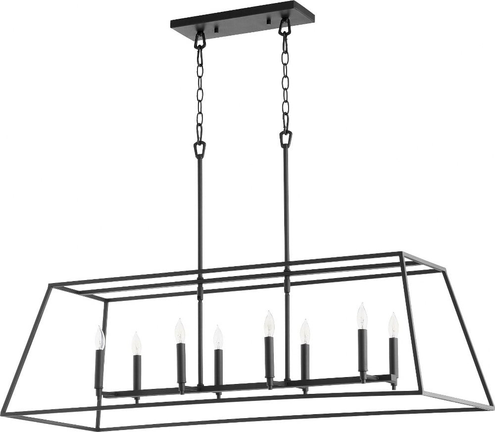 Quorum Lighting Gabriel 8-Light Linear Pendant, Noir Finish, 44.5 Length, Dry Rated