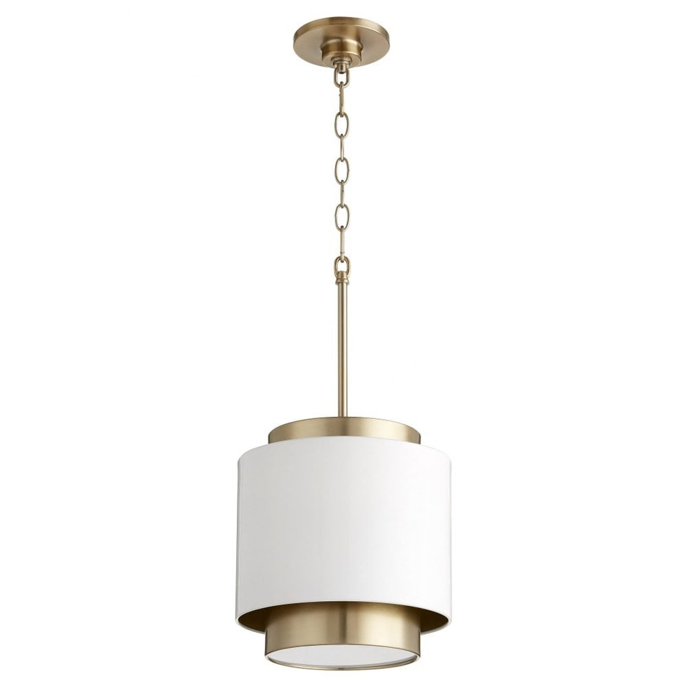 Quorum Lighting 1 - Light Pendant in  Studio White/Aged Brass