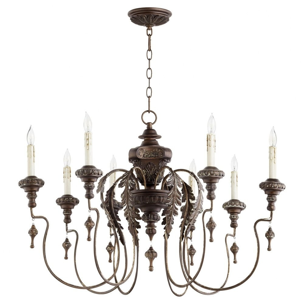Quorum Lighting Salento 8-Light Chandelier, 8 Bulbs, Vintage Copper, 38 Width, 24 Height