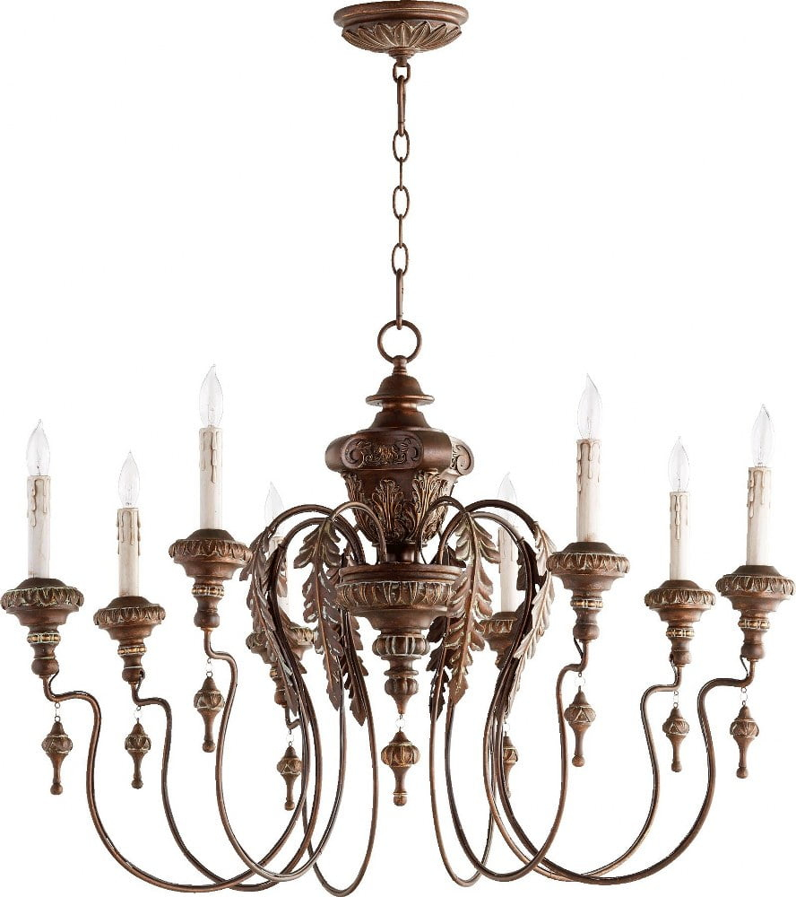 Quorum Lighting Salento 8-Light Chandelier, 8 Bulbs, Vintage Copper, 38 Width, 24 Height