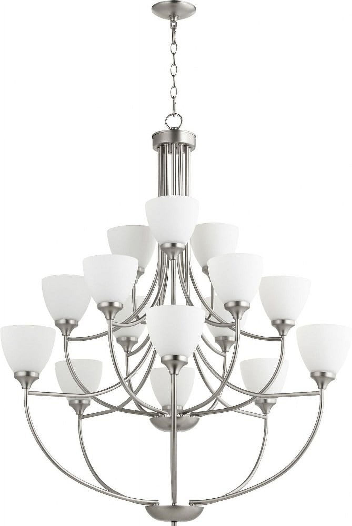 Quorum Lighting Enclave 15-Light Chandelier, Satin Nickel, 38.5 Width, 44 Height, Glass Material