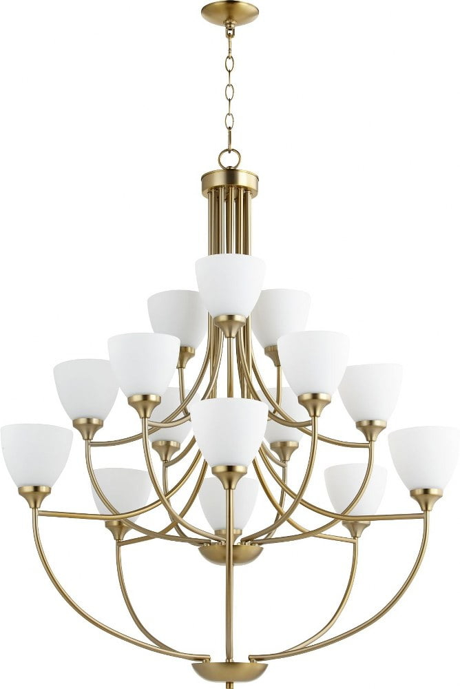 Quorum Lighting Enclave 15-Light Chandelier, Aged Brass, 38.5 Width, 44 Height