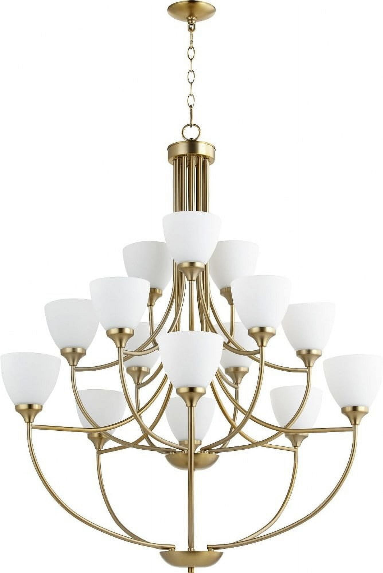 Quorum Lighting Enclave 15-Light Chandelier, Aged Brass, 38.5 Width, 44 Height