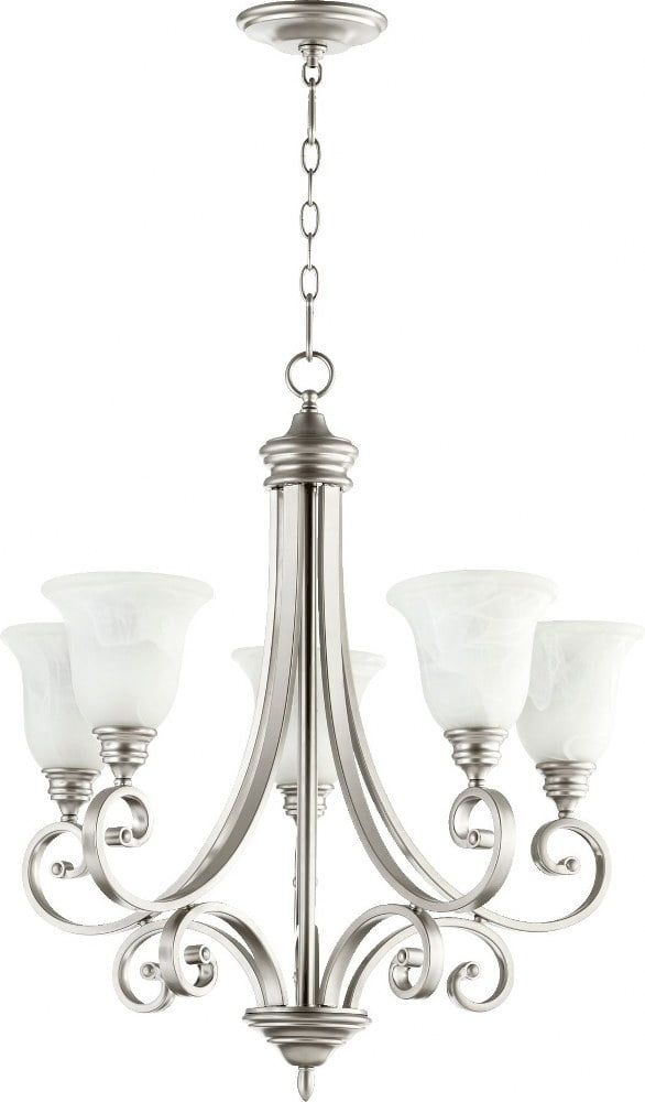 Quorum Lighting Bryant 5-Light Chandelier, Classic Nickel, 28W, 30H