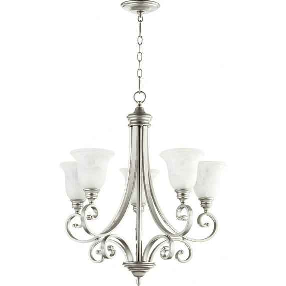 Quorum Lighting Bryant 5-Light Chandelier, Classic Nickel, 28W, 30H